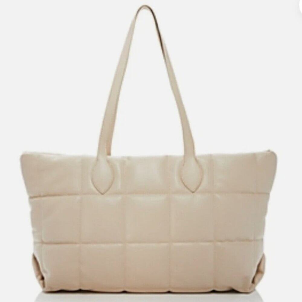 NEW - AQUA Large quited tote shoulder bag in bone tone